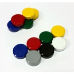 Kraftmagnete (12 Stck.) rund, Ø 20 mm mit Colorkappe, unterschiedliche Farben 